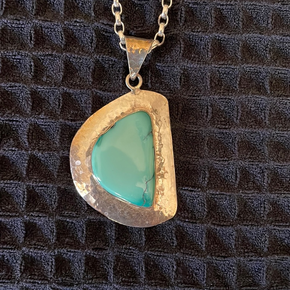 925 Silver and Turquoise Pendant (necklace not included), 2 3/4”X2”